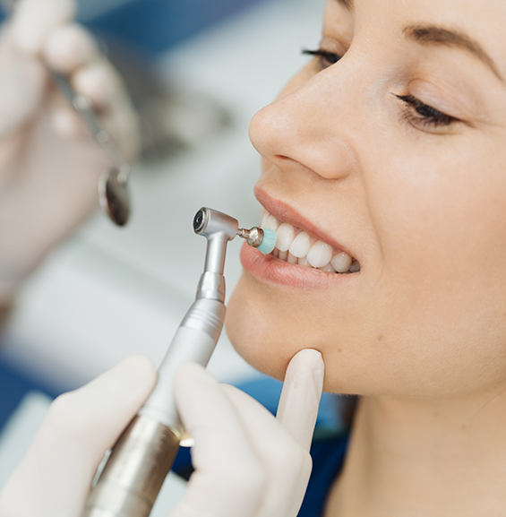 Woman getting a dental cleaning