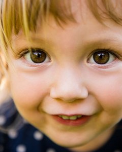 A child smiling.