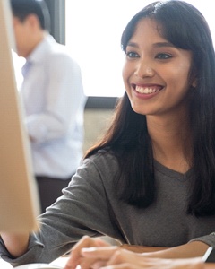 person looking at a computer screen