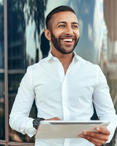 person smiling outside