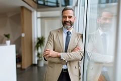 Man smiling at an office