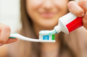 Closeup of toothbrush.