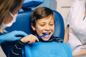 Little boy at dentist